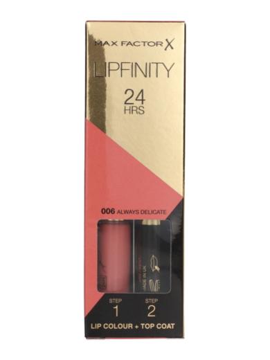 Max Factor Lipfinity kétlépcsős tartós ajakrúzs /006 always delicate