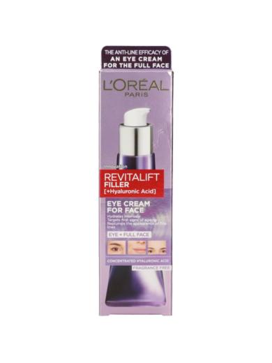 L'Oréal Paris Revitalift Filler eye cream for face - szemkörnyékápoló a teljes arcra hialuronsavval