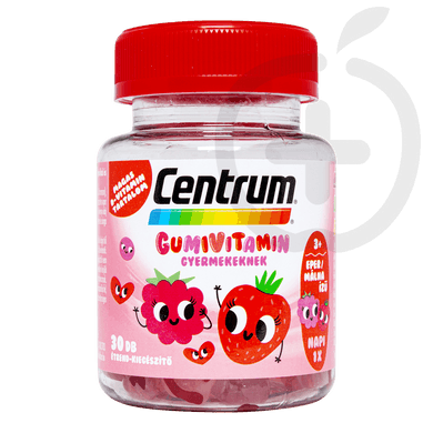 Centrum eper-málna ízű étrend-kiegészítő gumivitamin gyermekeknek 3 éves kortól