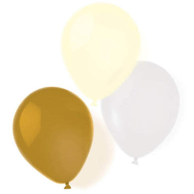 Amscan-Riethmüller lufi, arany-sárga-fehér, 8db/csomag
