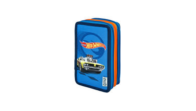 Scooli háromszintes tolltartó (EberhardFaber írószerekkel töltött), Hot Wheels