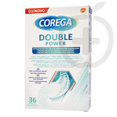 Corega Double Power műfogsortisztító tabletta mindennapos használatra