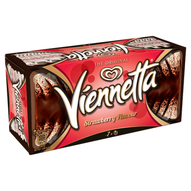 Viennetta vanília jégkrém és eper ízű jégkrém kakaós bevonó rétegekkel