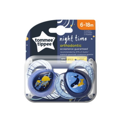 Tommee Tippee játszócumi 6-18 hó Night játszócumi