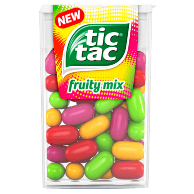 Tic Tac Fruity Mix cseresznye-, marakuja-, citrom-lime, Ã©s eper-mentol Ã­zÅ± cukordrazsÃ©