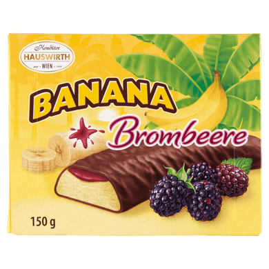 HW Bananen desszert tölt. banán ízű habzselé csokiba mártva szeder