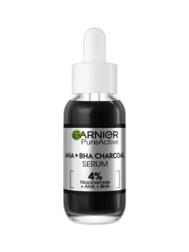 Garnier Pure Active Charcoal bőrhibák elleni szérum AHA + BHA aktív szén - 30 ml