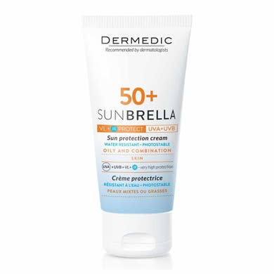 Dermedic Sunbrella fényvédő SPF50+ arckrém zsíros és kombinált bőrre