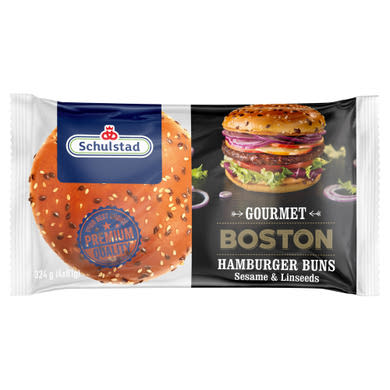 Schulstad Gourmet Boston lenmaggal és szezámmaggal szórt hamburger zsemle 4 x  (324 g)
