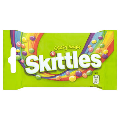 Skittles Crazy Sours savanyú gyümölcsízű cukordrazsé