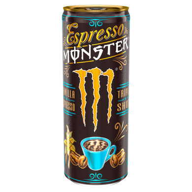 Monster Espresso vaníliás eszpresszó kávéital tejjel, L-argininnel, B-vitaminokkal, cukrokkal