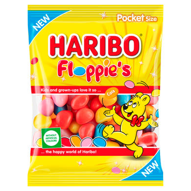 Haribo Floppie's gyümölcs- és kólaízű cukorbevonatos habdrazsé