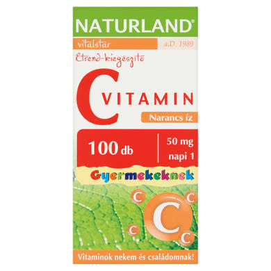 Naturland Vitalstar C-vitamin narancs ízű étrend-kiegészítő rágótabletta gyermekeknek 890 mg