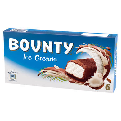 Bounty kókuszos jégkrém szelet kakaós bevonattal, ropogós kókuszos keksszel 6 x (300,6 ml)