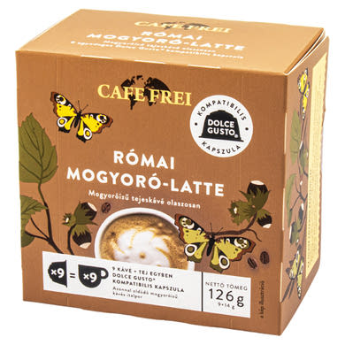 Cafe Frei Római Mogyoró Latte mogyoróízű egyadagos tejeskávé kapszula 9 x (126 g)