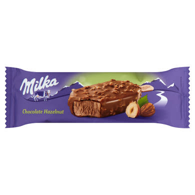 Milka csokoládés-mogyorós jégkrém tejcsokoládéval bevonva, pörkölt tört mogyoróval