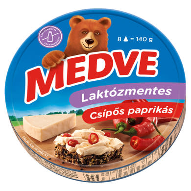 Medve laktózmentes csípős paprikás kenhető, félzsíros ömlesztett sajt 8 x 17,5 g