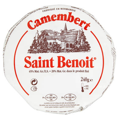 Saint Benoit camembert zsíros, fehér nemespenésszel érő lágy sajt 240 g