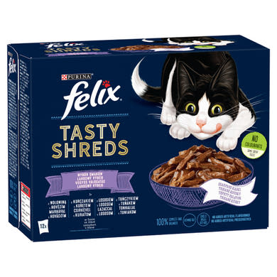 Felix Shreds Vegyes Válogatás teljes értékű eledel felnőtt macskáknak szószban 12 x 80 g