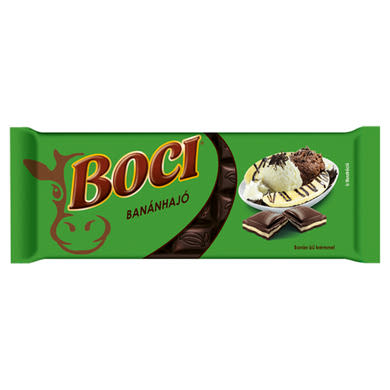 Boci Banánhajó banán ízű krémmel töltött étcsokoládé ostyadarabokkal