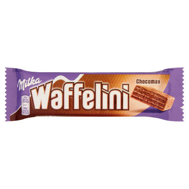Milka Waffelini Chocomax alpesi tejcsokoládéval mártott kakaós krémmel töltött kakaós ostya