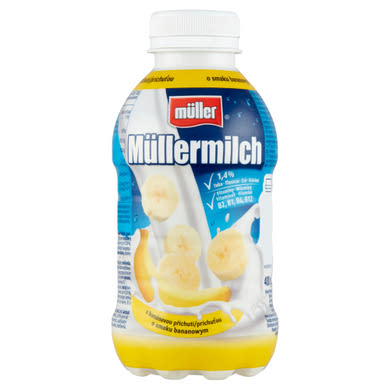 Müller Müllermilch banán ízű zsírszegény tejital 377 ml