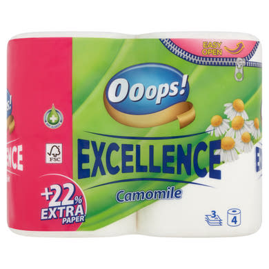 Ooops! Excellence Camomile toalettpapír 3 rétegű 4 tekercs