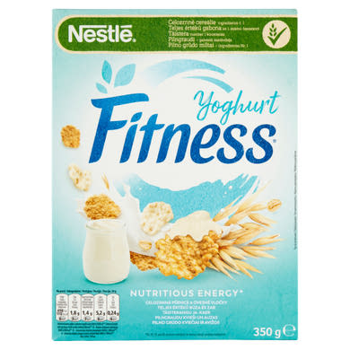 Nestlé Fitness natúr és joghurtos masszával bevont gabonapehely teljes értékű búzával, zabbal