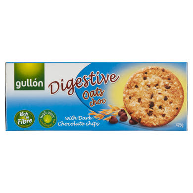Gullón Digestive teljes kiőrlésű keksz zabbal, étcsokoládé darabokkal