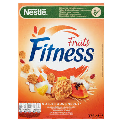 Nestlé Fitness Fruits gabonapehely teljes értékű búzával és zabbal, gyümölcsökkel