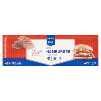 Metro Chef gyorsfagyasztott marhahúsos hamburger 42 db