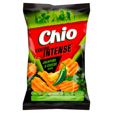 Chio Exxtra Intense sajt és jalapeño chili ízű csípős burgonyachips
