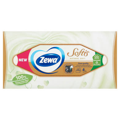 Zewa Softis Natural Soft dobozos papír zsebkendő 4 rétegű