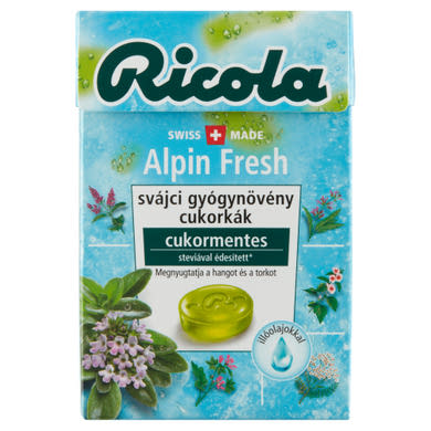 Ricola Alpin Fresh cukormentes svájci gyógynövény cukorkák
