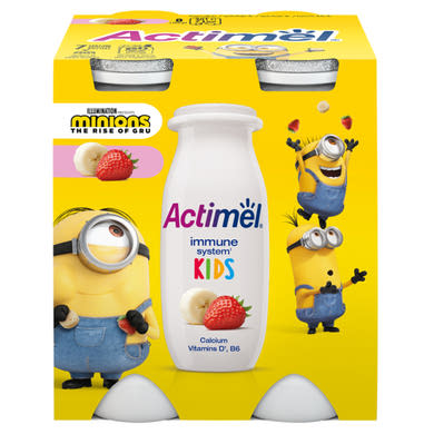 Danone Actimel Kids zsírszegény eper-banánízű joghurtital B6- és D-vitaminnal 4 x  (400 g)