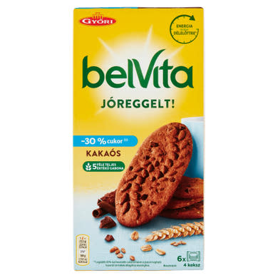 Belvita JóReggelt! kakaós, gabonás, omlós keksz csokoládédarabokkal