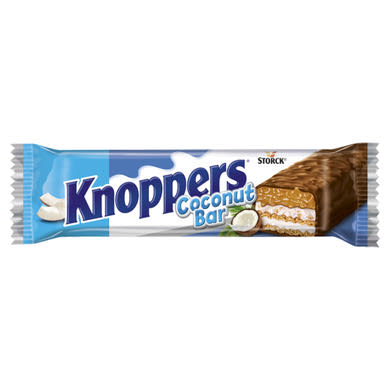 Knoppers Coconut Bar tejes-kókuszos-mogyorós krémmel töltött tejcsokoládéval bevont ostyaszelet