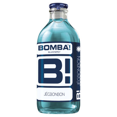 Bomba! Blue Energy koffenintartalmú ital jégbonbon ízesítéssel cukorral és édesítőszerekkel