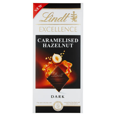 Lindt Excellence étcsokoládé karamellizált mogyoróval és karamell darabokkal