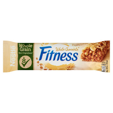 Nestlé Fitness Delice fehér csokoládés gabonapehely-szelet vitaminokkal és ásványi anyagokkal