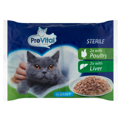 PreVital teljes értékű állateledel felnőtt, ivartalanított macskák számára szószban 4 x 100 g