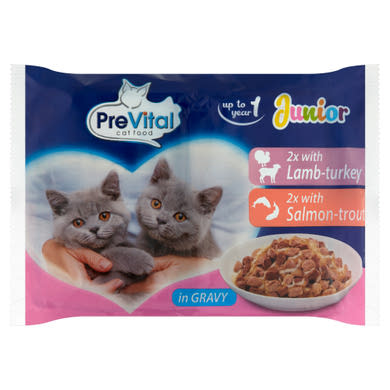 PreVital Junior teljes értékű állateledel kölyökmacskák számára szószban 4 x 100 g