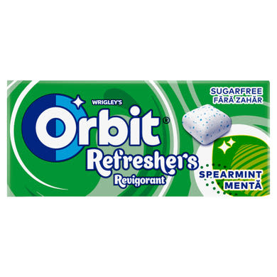 Orbit Refreshers Spearmint menta- és mentolízű cukormentes rágógumi édesítőszerrel