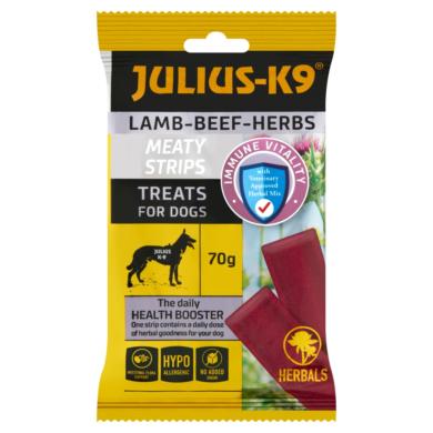Julius-K9 Meaty Strips kiegészítő állateledel kutyák részére báránnyal-marhával gyógynövénnyel