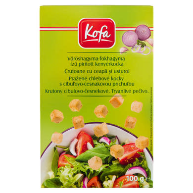 Kofa vöröshagyma-fokhagyma ízű pirított kenyérkocka