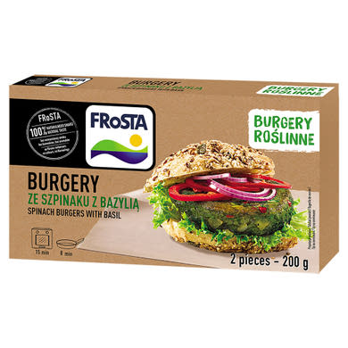 FRoSTA gyorsfagyasztott, elősütött növényi burger spenótból és burgonyából 2 db