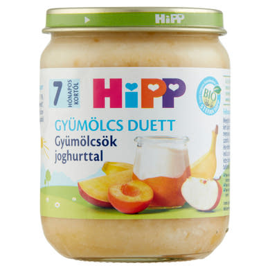 HiPP Gyümölcs Duett BIO gyümölcsök joghurttal bébidesszert 7 hónapos kortól