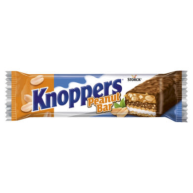 Knoppers Peanut Bar tejkrémmel, földimogyorókrémmel töltött, tejcsokoládéval bevont ostyaszelet