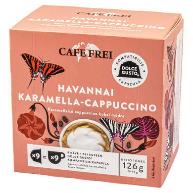 Cafe Frei Havannai Karamella-Cappuccino karamellaízű kávékapszula 9 x (126 g)