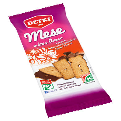 Detki Mese mézes linzer kakaós étbevonómasszával félig mártva